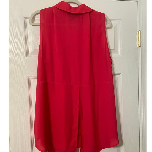 Lane Bryant Size 20 Semi Sheer Button Up Sleeveless Blouse - Hot Pink EUC - Picture 2 of 11